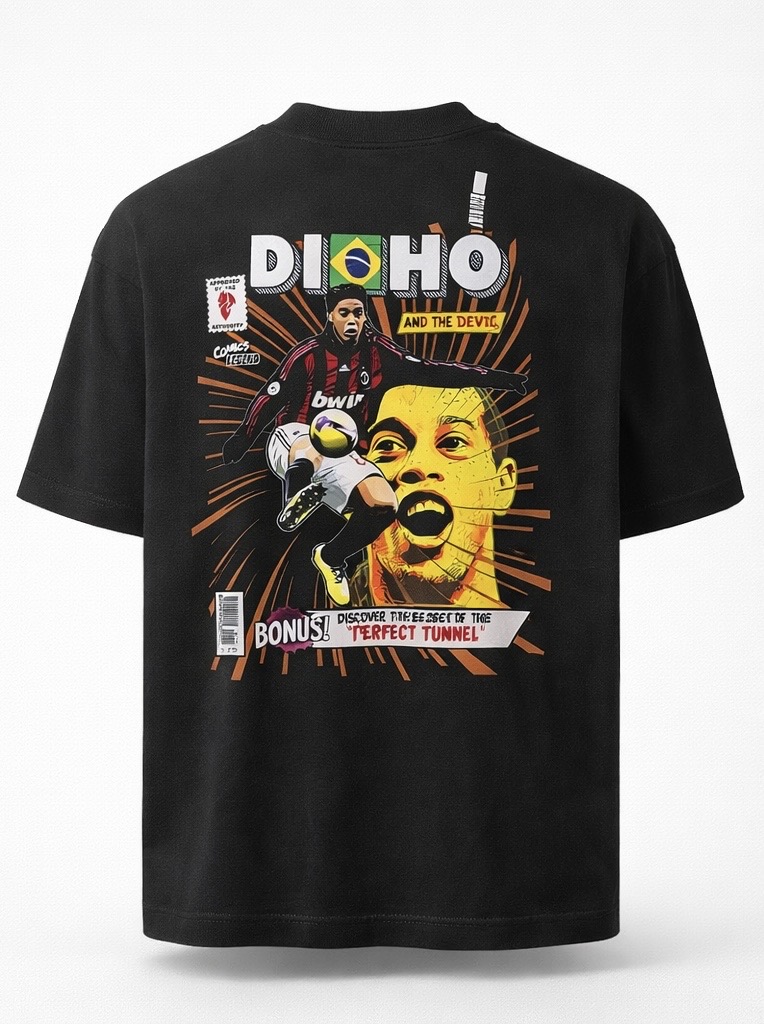 Camiseta oversized Ronaldinho preta 