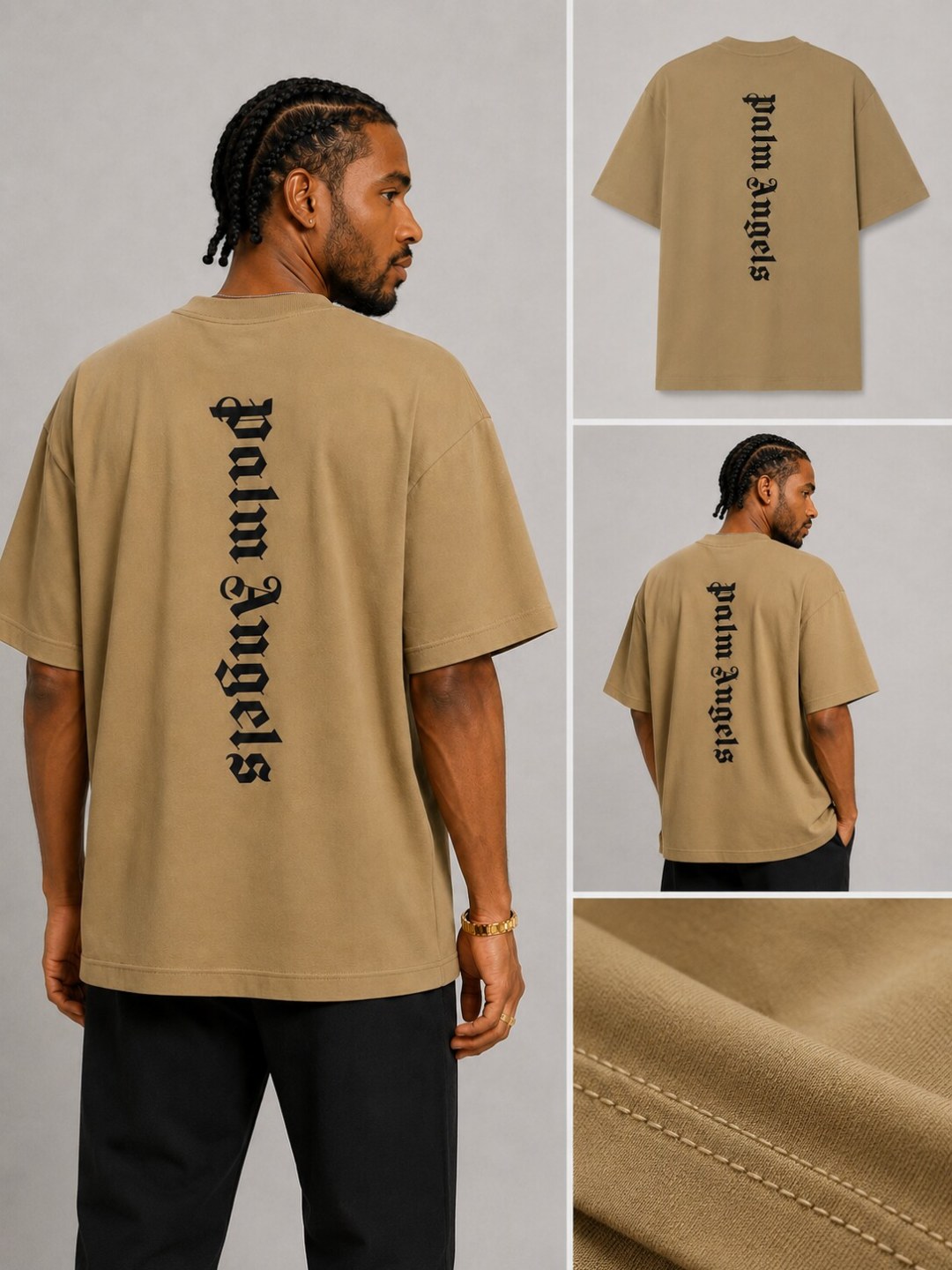 Camiseta Palm Angels Vertical Legacy - Bege — foto 5