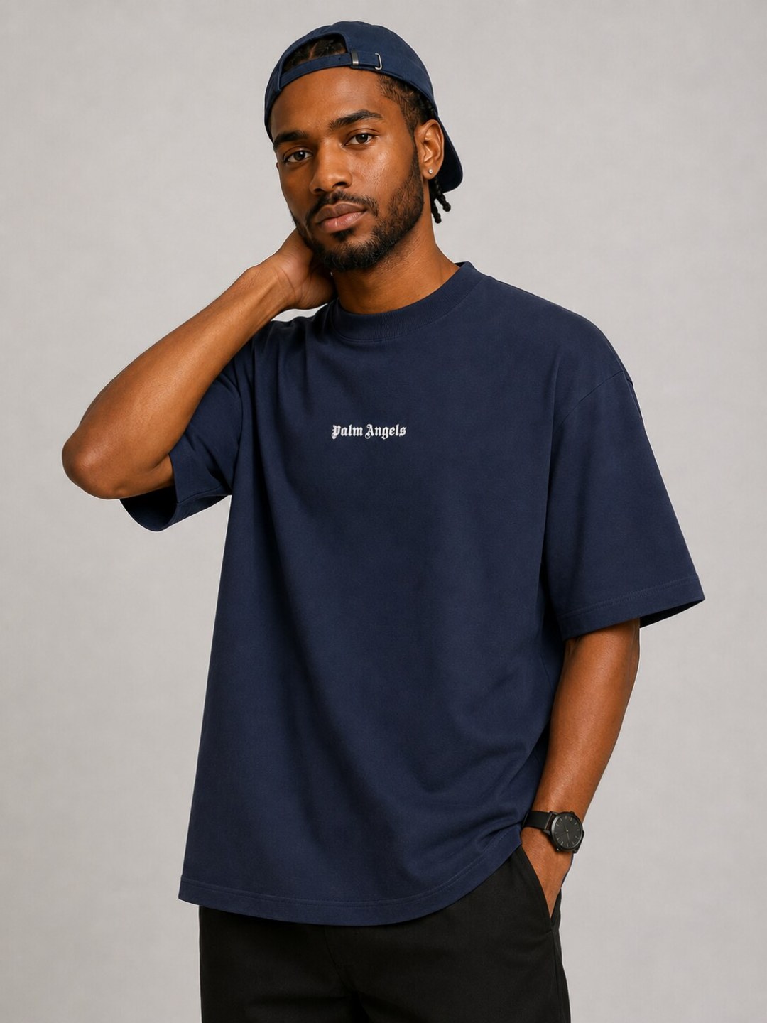 Camiseta Palm Angels Vertical Legacy - Marinho — foto 3