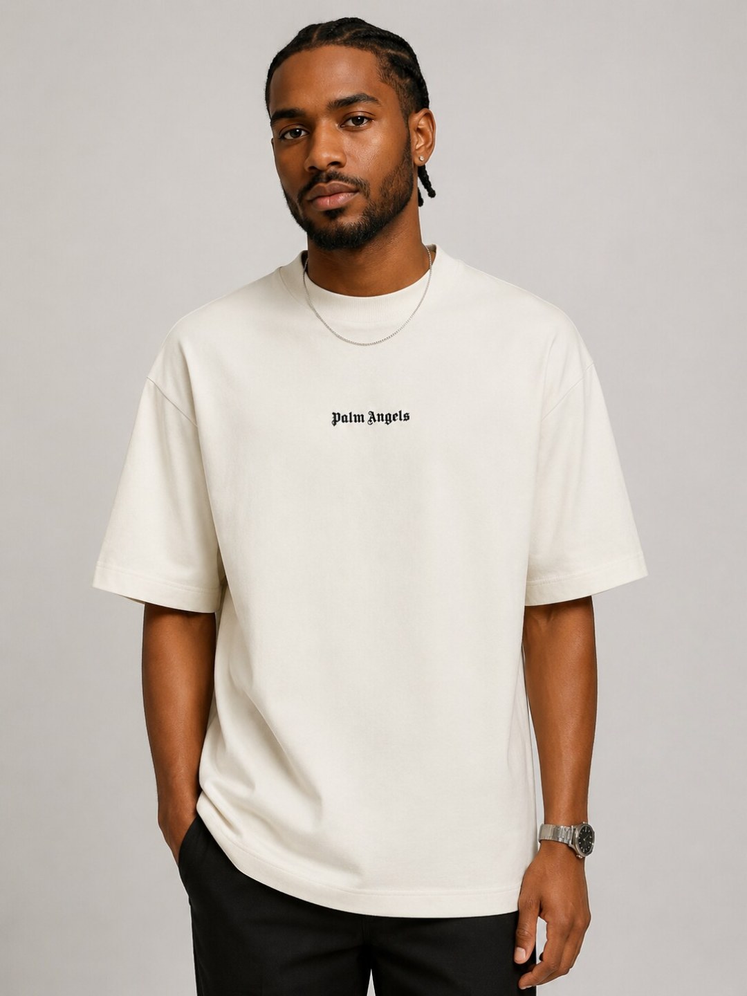 Camiseta Palm Angels Vertical Legacy - Off White — foto 3