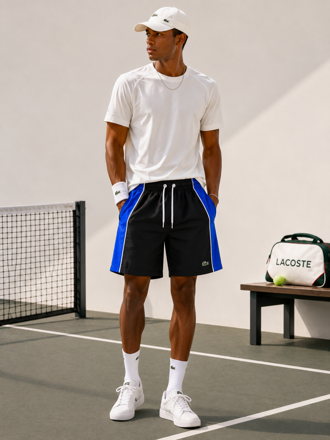Short Lacoste Active Flex – Preto &amp; Azul Royal — foto 4