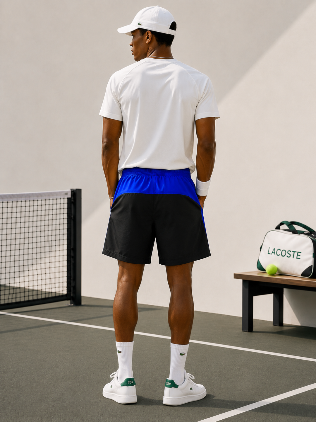 Short Lacoste Active Flex – Preto &amp; Azul Royal — foto 5